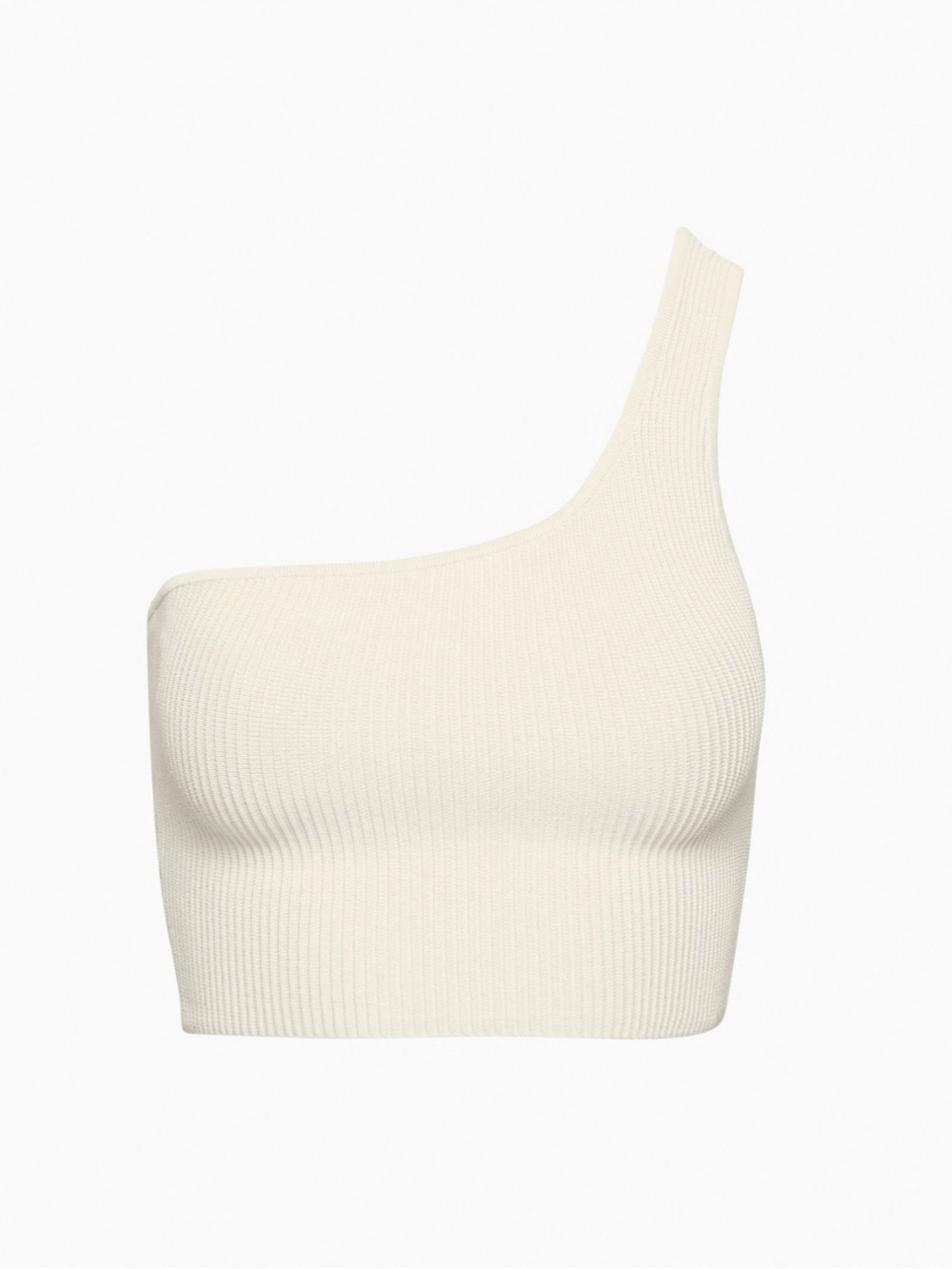 Aritzia Babaton Sculpt Knit One Shoulder  Cropped Top Size Medium Cream